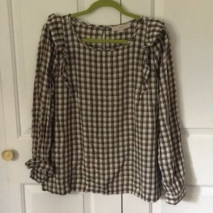 New loft plaid ruffle shirt